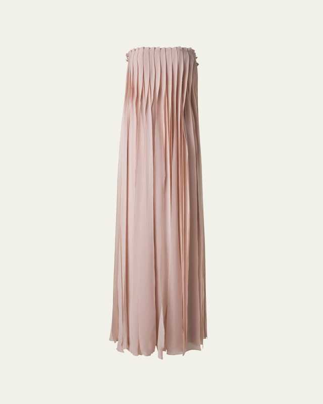 Strapless Silk Georgette Ribbon Gown